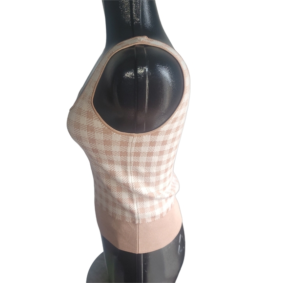 Ann Taylor Cream and Tan Checkered Knit Tank Top XS - Picture 4 of 6